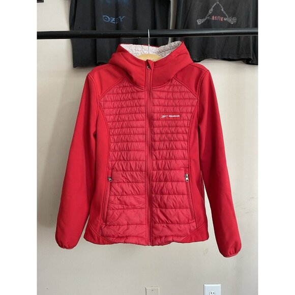 Women's Reebok Slim Fit Puffer Jacket With Insulated Sherpa Hood Size Large ￼ - Picture 1 of 8
